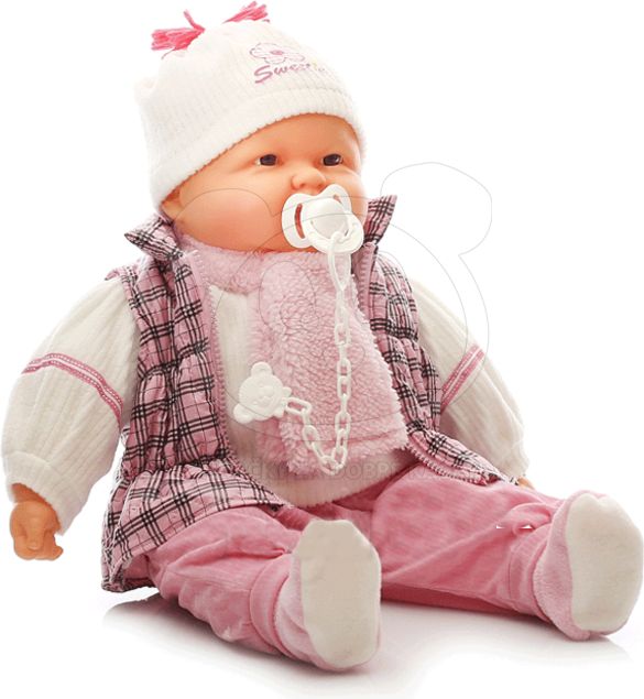 Velká panenka Doris 60 cm s dudlíkem - růžová s bundou - obrázek 2