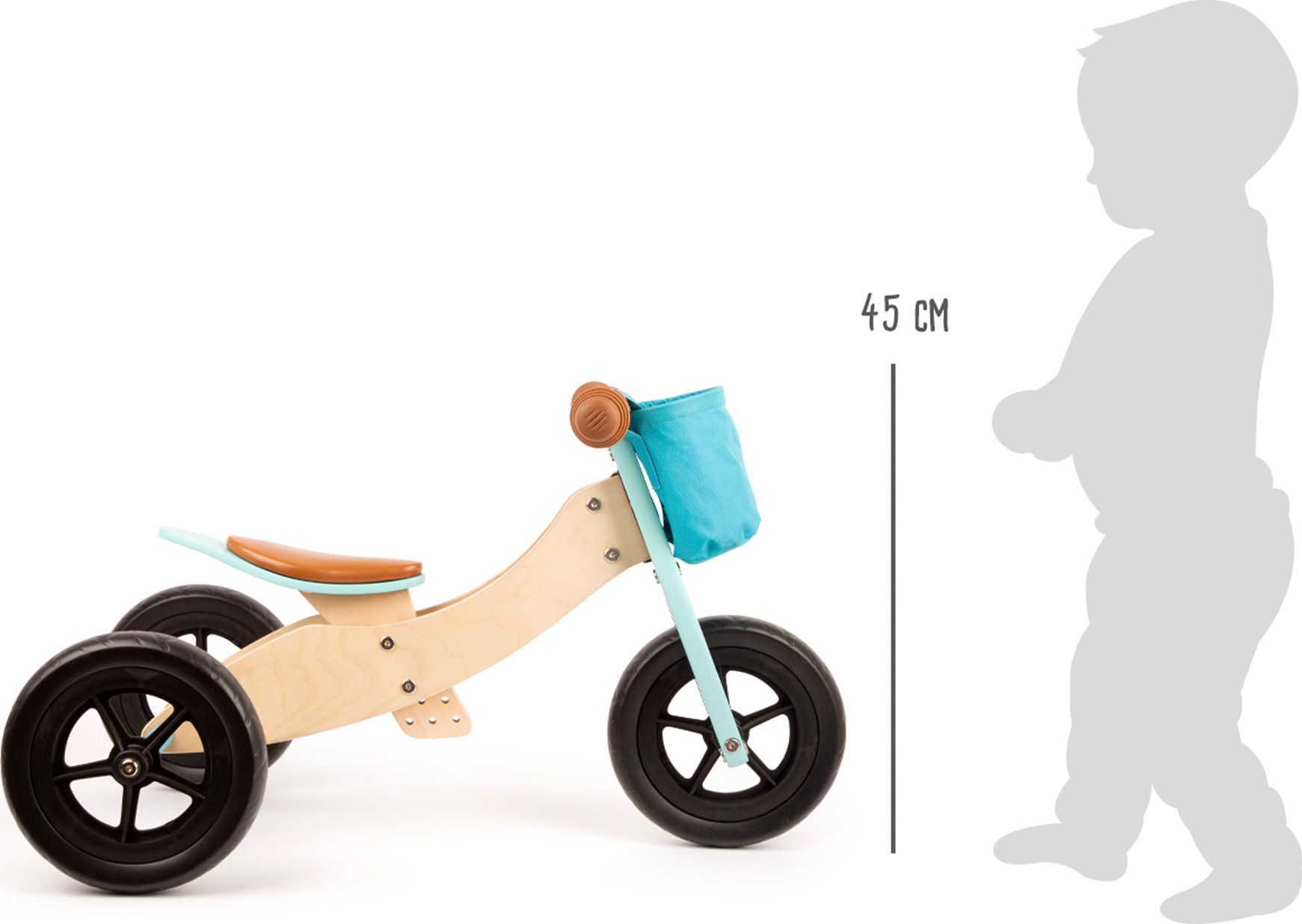 SMALL FOOT BY LEGLER Small Foot Dřevěné odrážedlo Maxi 2 v 1 tyrkysové - obrázek 4