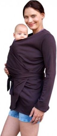 Zavinovací kabátek pro nosící, těhotné - biobavlněný - čokoládová, Velikosti těh. moda L/XL - obrázek 1