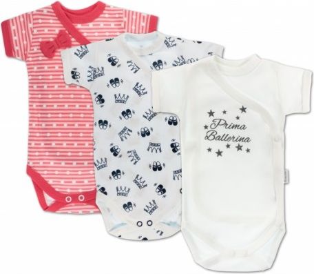 Kojenecká dívčí sada body krátký rukáv zapínání bokem Mamatti - 3 ks - obrázek 1
