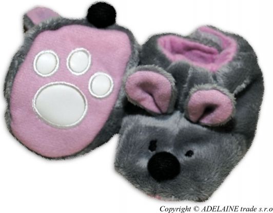 Risock Botičky/capáčky - MYŠIČKA šedá/sv. růžová, 0 - 12 m - obrázek 1