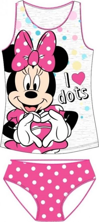 E plus M - Dívčí / dětské spodní prádlo - košilka / tílko a kalhotky Minnie Mouse - šedé - vel. 116 - 122 - obrázek 1