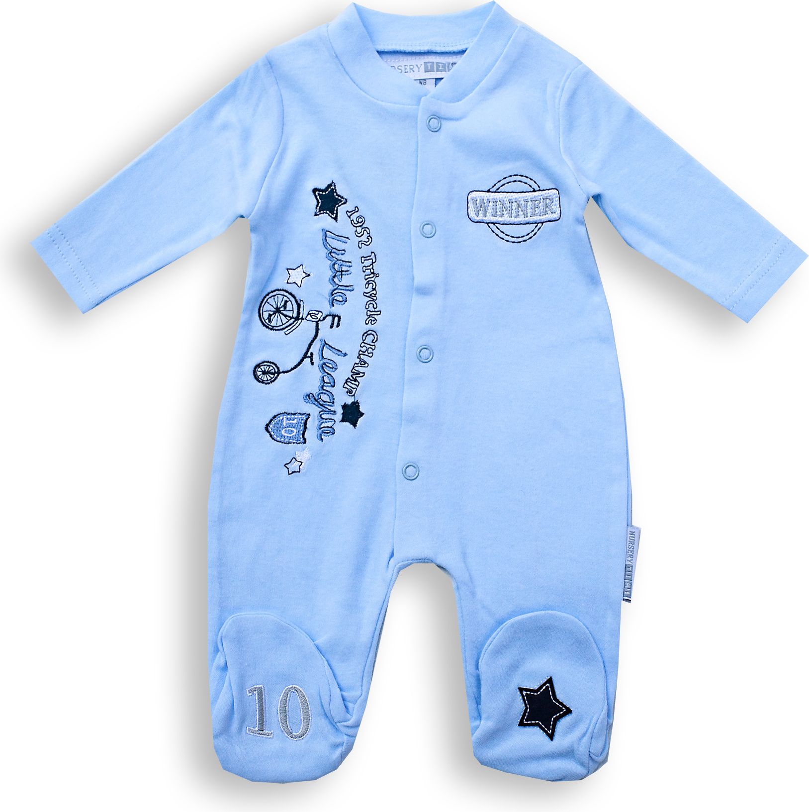 Nursery Time Kojenecký overal modrý s nášivkami Velikost: 56 - obrázek 1