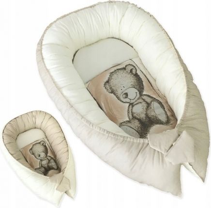 Baby Nellys Oboustranné hnízdečko, kokon Teddy, 80x45x15cm - písková - obrázek 1