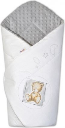 Baby Nellys Zavinovačka, bavlněná s minky 75x75cm by Teddy - bílá, sv. šedá - obrázek 1