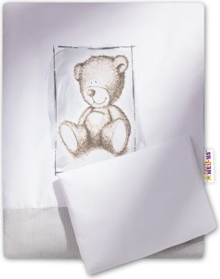 Baby Nellys Sada do kočárku komplet Sweet Dreams by Teddy - šedý - obrázek 1