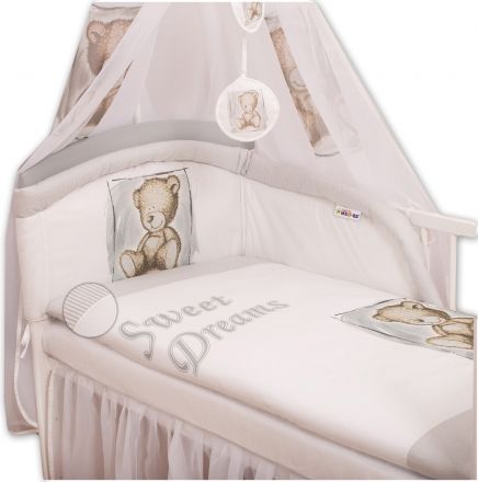 Baby Nellys Mantinel s povlečením Sweet Dreams by Teddy - šedý - obrázek 1