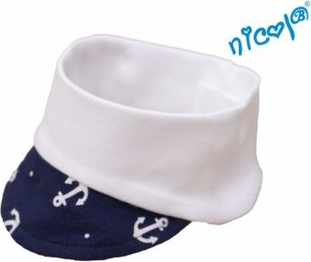 Kojenecká čelenka s kšiltem Nicol Sailor - tm. modrá/bílá - obrázek 1