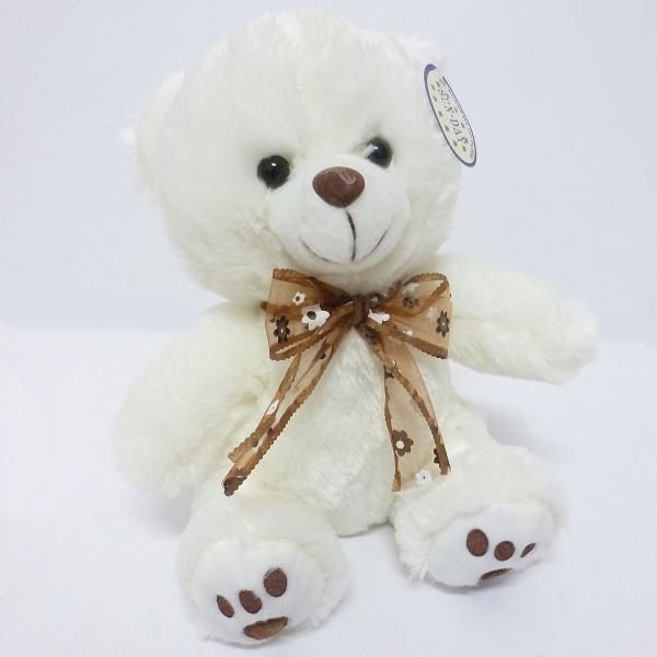 Plyšový medvěd 25 cm s mašlí - bílá - obrázek 1