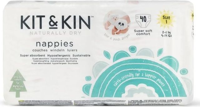 Kit & Kin Eko plenky, velikost 1 (2-6 kg) 40 ks - obrázek 1