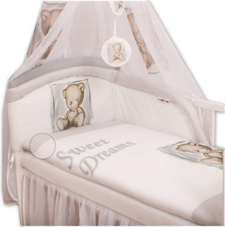 Mantinel s povlečením Sweet Dreams by Teddy - šedý, Velikost povlečení 135x100 - obrázek 1