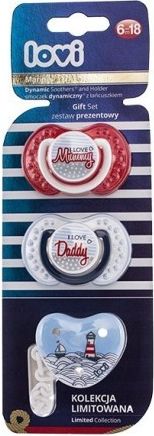 Canpol babies Lovi dudlíky 0-3m + řetízek MARINE - Dárkový set - obrázek 1
