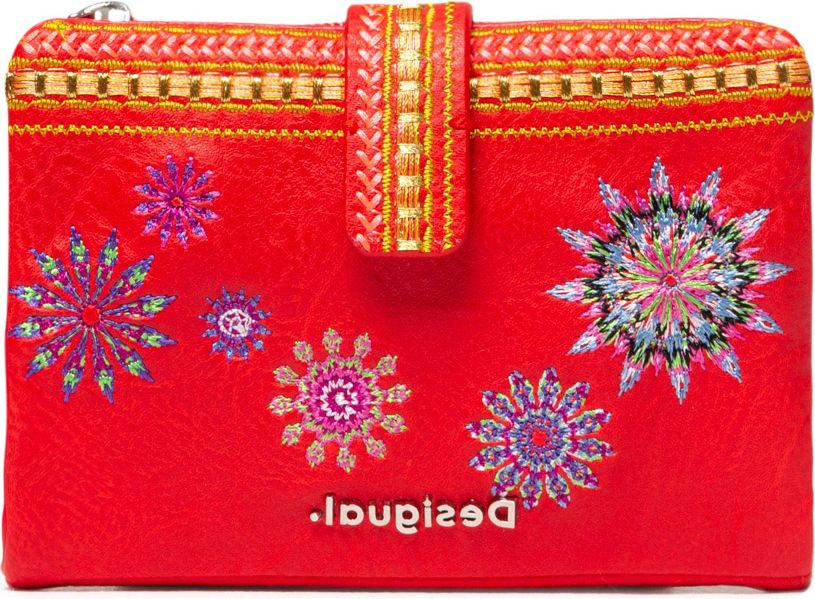 Desigual červená peněženka Mone Ada Pia Mini s výšivkou - obrázek 1