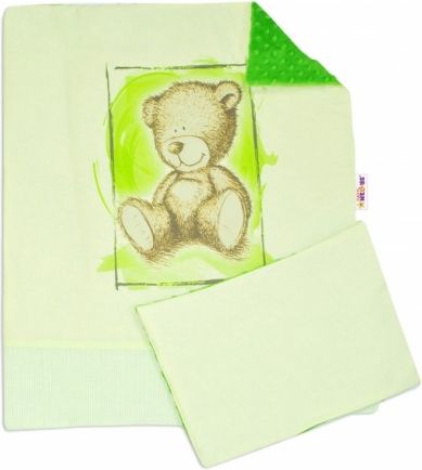 2-dílná sada do kočárku s minky by Teddy - sv. zelená, tm. zelená - obrázek 1
