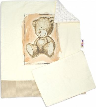 2-dílná sada do kočárku s minky by Teddy - písková, smetanová - obrázek 1