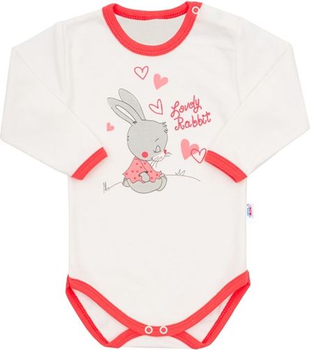 NEW BABY | New Baby Lovely Rabbit | Dětské body s dlouhým rukávem New Baby Lovely Rabbit růžové | Růžová | 80 (9-12m) - obrázek 1