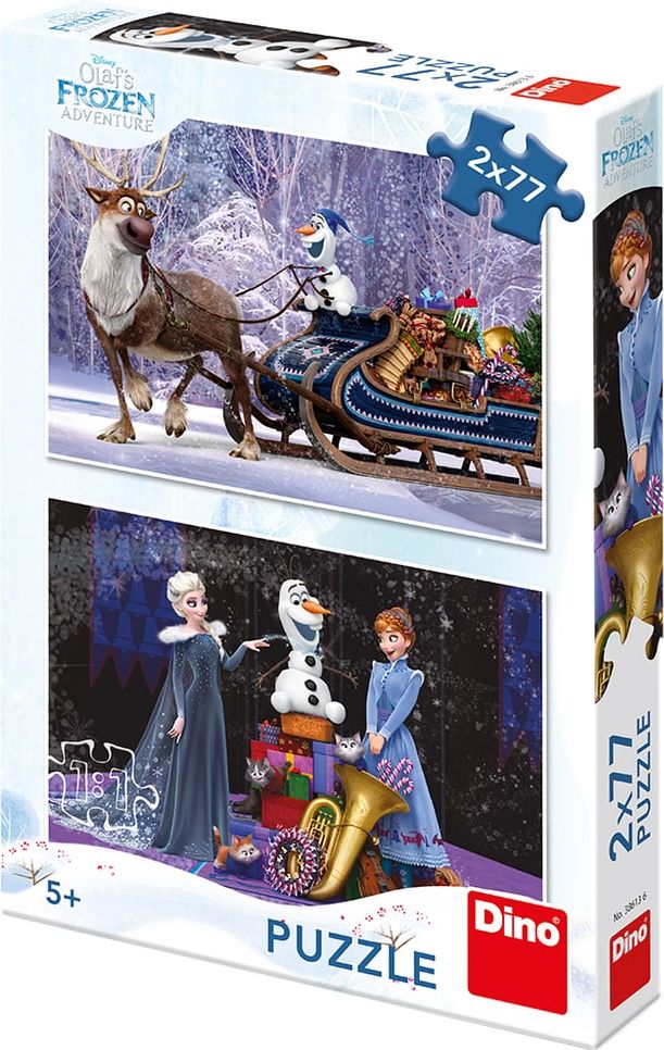 Dino FROZEN: VÁNOCE 2x77 Puzzle NOVÉ - obrázek 1