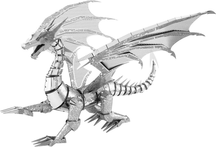 METAL EARTH 3D puzzle Stříbrný drak (ICONX) - obrázek 1