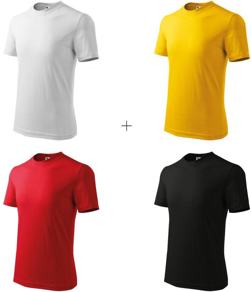 Malfini 4x Dětské tričko klasické (Bílé + Žluté + Červené + Černé) - obrázek 1