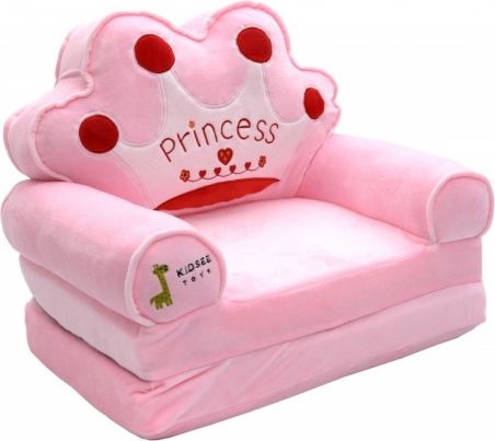 Baby Nellys Plyšové křesílko rozkládací - růžové 3v1 - Princess - obrázek 1
