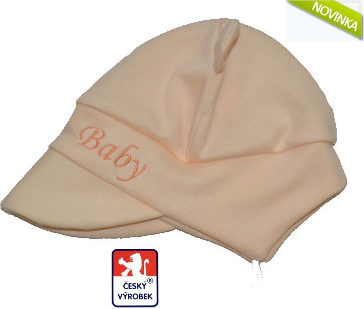 Dětská bavlněná čepička, zavazovací Baby, sv.oranž vel.0 - obrázek 1