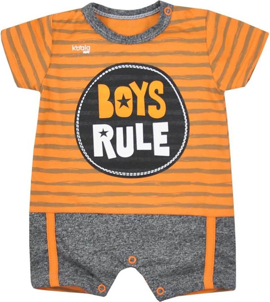 KOALA Kojenecký letní overal Koala Boys Rule oranžový - Kojenecký letní overal Koala Boys Rule oranžový - obrázek 1