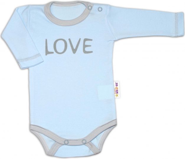 Baby Nellys Baby Nellys Body dlouhý rukáv Love - modré, vel. 74 - obrázek 1