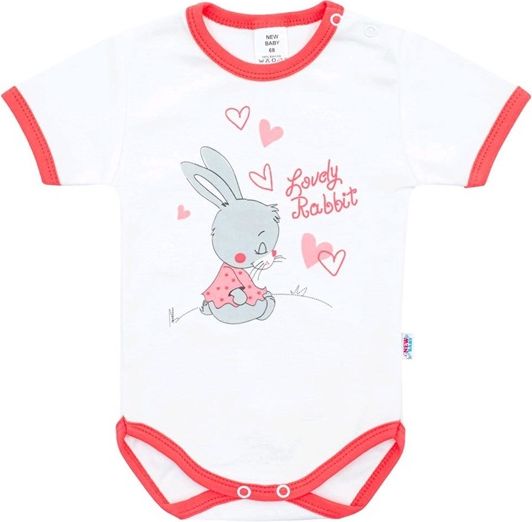 NEW BABY | New Baby Lovely Rabbit | Dětské body s krátkým rukávem New Baby Lovely Rabbit růžové | Růžová | 86 (12-18m) - obrázek 1