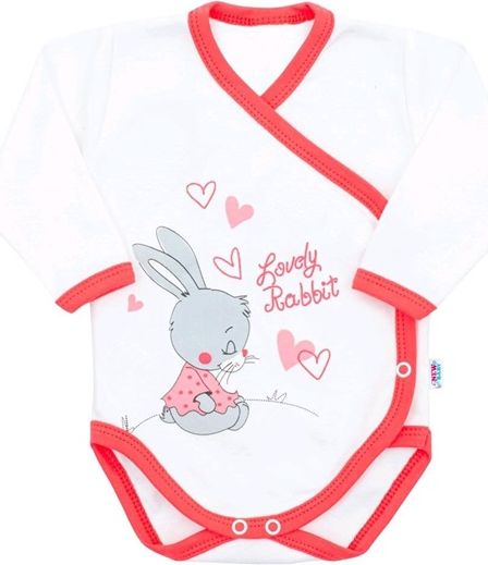 NEW BABY | New Baby Lovely Rabbit | Dětské body s bočním zapínáním New Baby Lovely Rabbit růžové | Růžová | 68 (4-6m) - obrázek 1