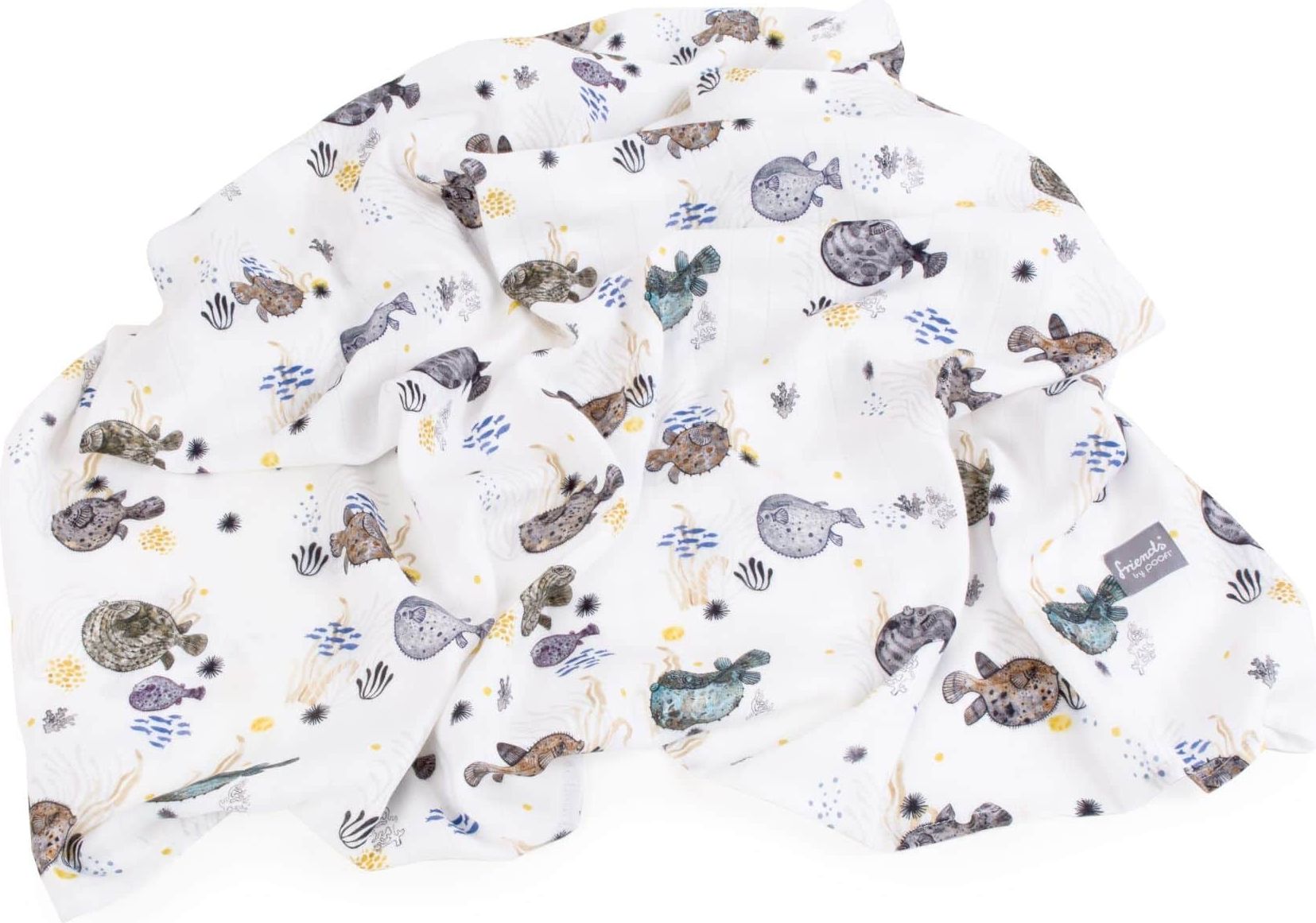 POOFI Bambusové swaddle OCEAN Hejno rybiček - obrázek 1