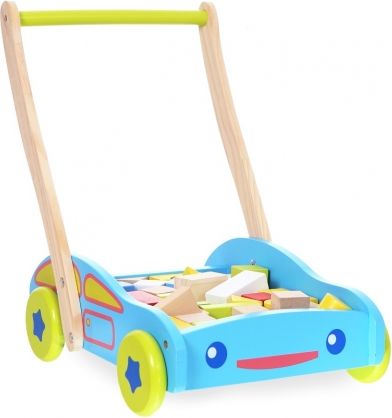 Eco toys Dřevěný vozík s dřevěnými kostkami - Autíčko - obrázek 1