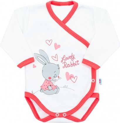 Dětské body s bočním zapínáním New Baby Lovely Rabbit růžové, Růžová, 50 - obrázek 1