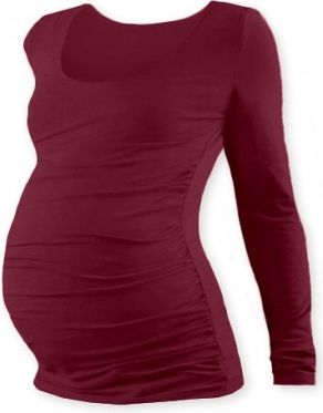 Těhotenské triko JOHANKA s dlouhým rukávem - bordo, Velikosti těh. moda L/XL - obrázek 1