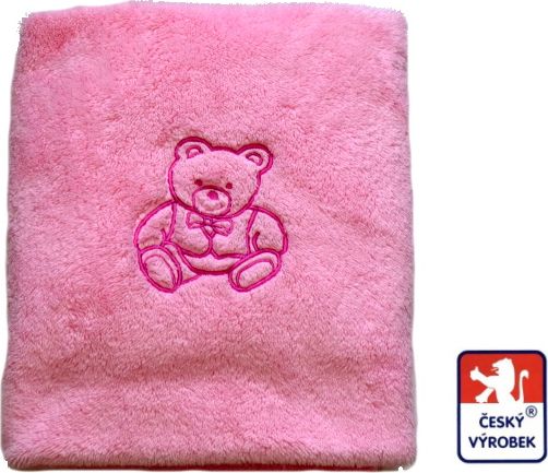 Dětská deka do kočárku Lama Dětský svět, růžová s medvídkem - obrázek 1