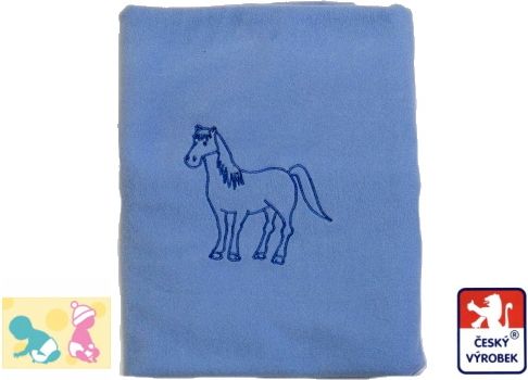 Deka do kočárku, fleece, Dětský svět, modrá s koníkem - obrázek 1