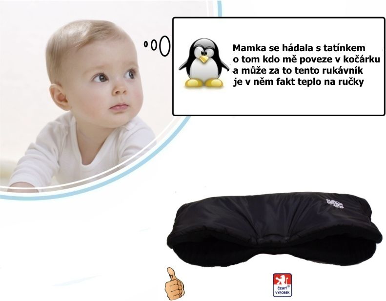 Zimní rukávník na kočárek Dětský svět černá/černá LUX - obrázek 1