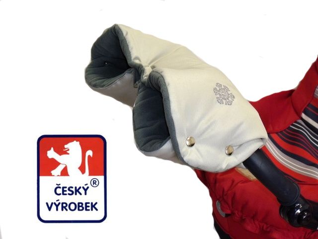 Zimní rukávník na kočárek světle šedý/tmavěšedý LUX - obrázek 1