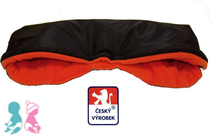 Zimní rukávník na kočárek, Dětský svět, černá/tmavý oranž, klasický - obrázek 1