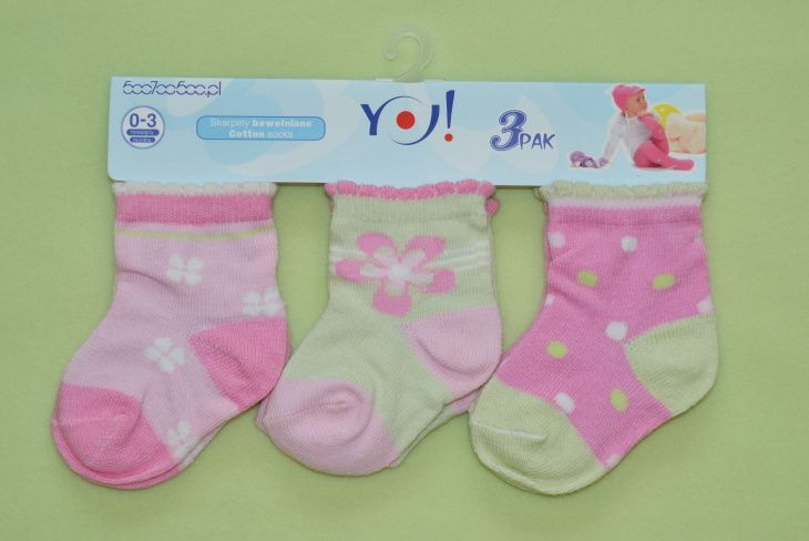 Dětské bavlněné ponožky YO BABY, holčíčí  velikost 3-6 měsíců - obrázek 1
