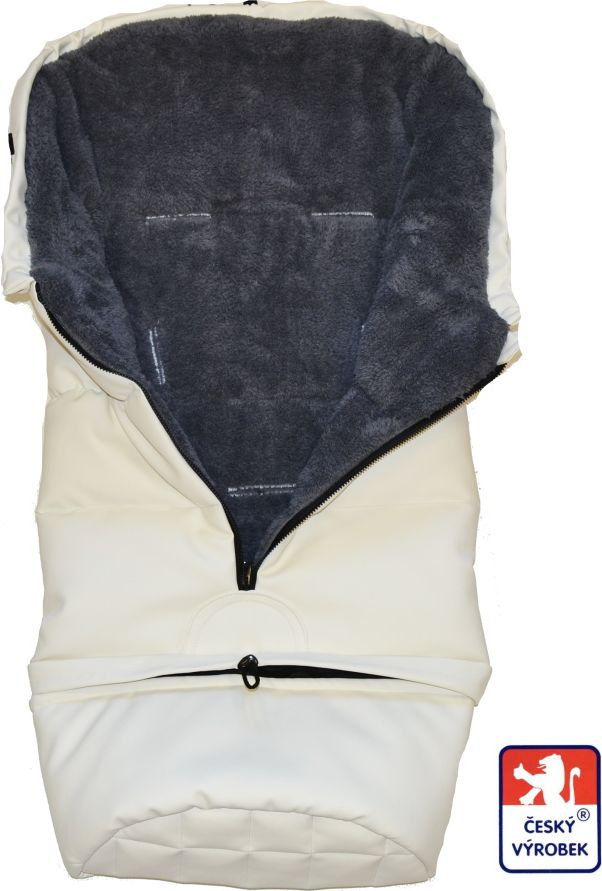 Luxusní zimní fusak do kočárku combi, Eko kůže, béžový ELEGANC/GREY, Dětský svět - obrázek 3