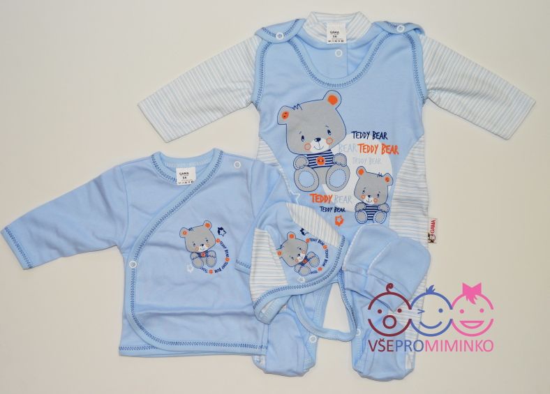 Kojenecká soupravička Gama modrá Teddy velikost 56 - obrázek 1