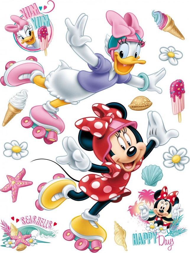 AG Design Maxi Nálepka na stěnu Minnie a Daisy na bruslích Film 65x85 cm - obrázek 1