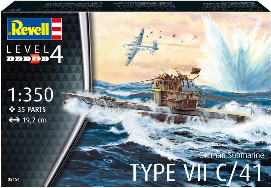 REVELL Plastic ModelKit ponorka 05154 - German Submarine Type VII C/41 (1:350) - obrázek 3