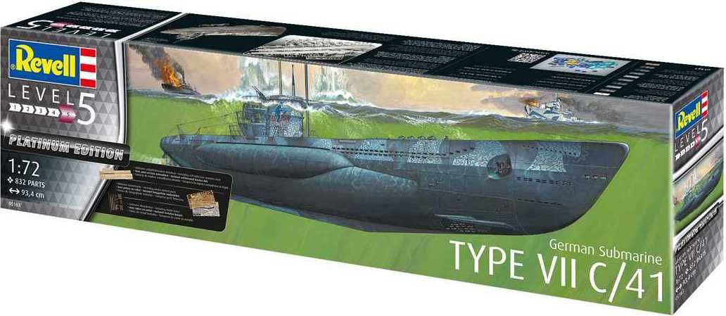 REVELL Plastic ModelKit ponorka Limited Edition 05163 - German Submarine Type VII C/41 (Platinum Edition) (1:72) - obrázek 2