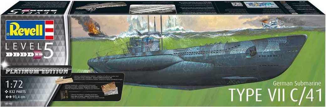 REVELL Plastic ModelKit ponorka Limited Edition 05163 - German Submarine Type VII C/41 (Platinum Edition) (1:72) - obrázek 3