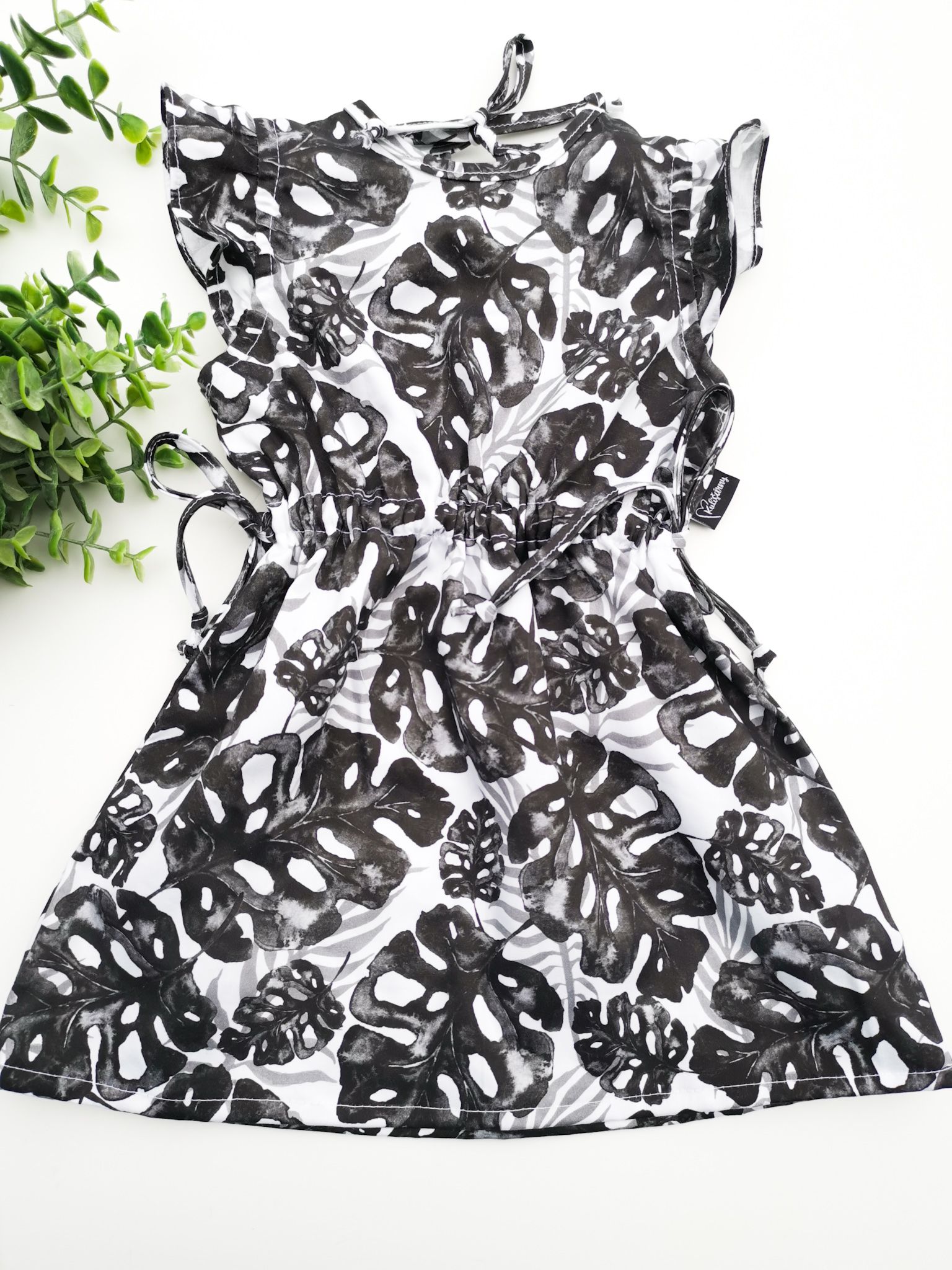 Kulišárny (handmade) Letní šaty ,,Black Leaf,, VELIKOST: 80 - obrázek 1