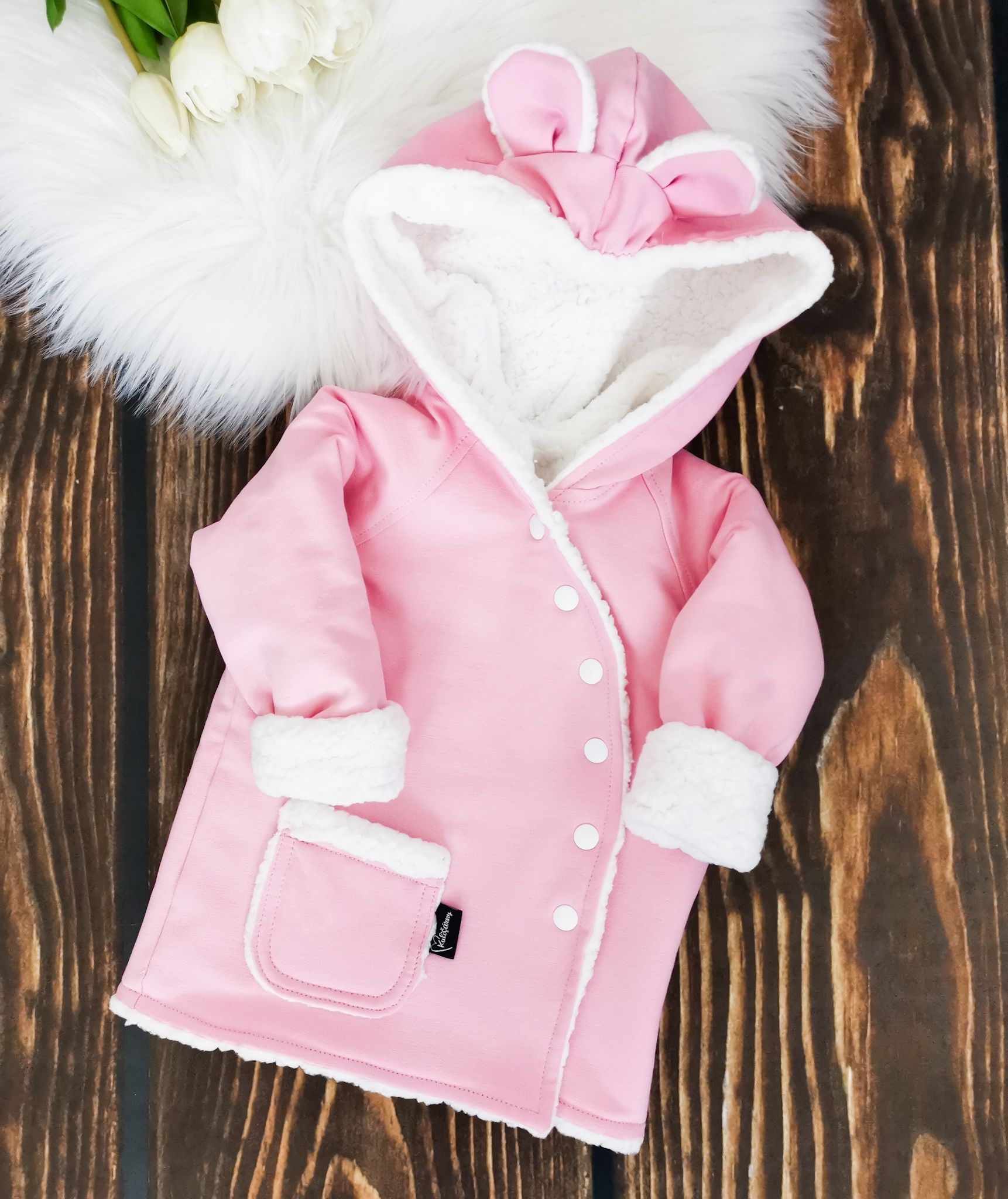 Kulišárny (handmade) Kabátek zimní ,,Baby pink,, VELIKOST: 56 - obrázek 1