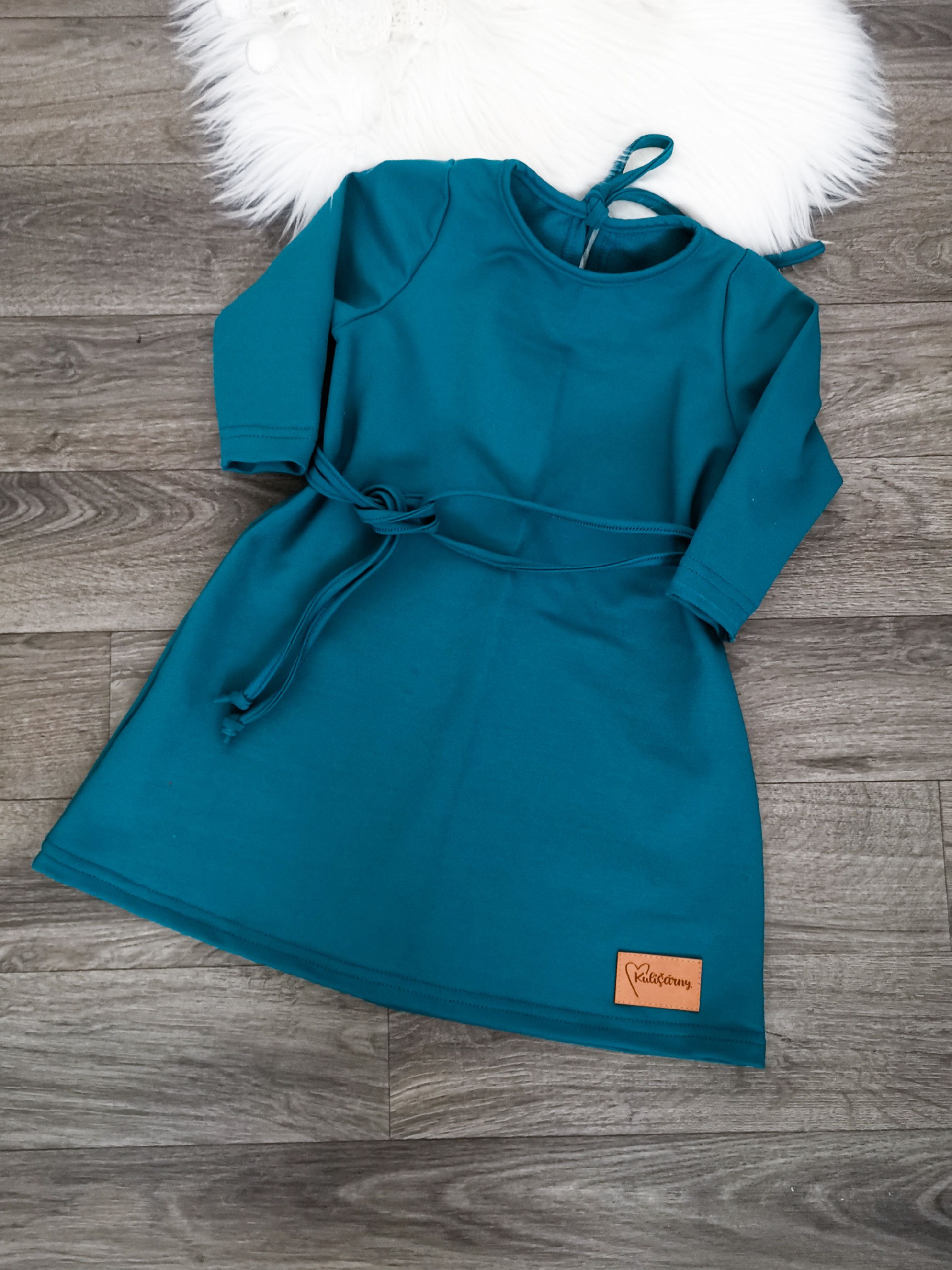Kulišárny (handmade) Šaty/tunika ,,TEAL ,, dlouhý rukáv VELIKOST: 74 - obrázek 1