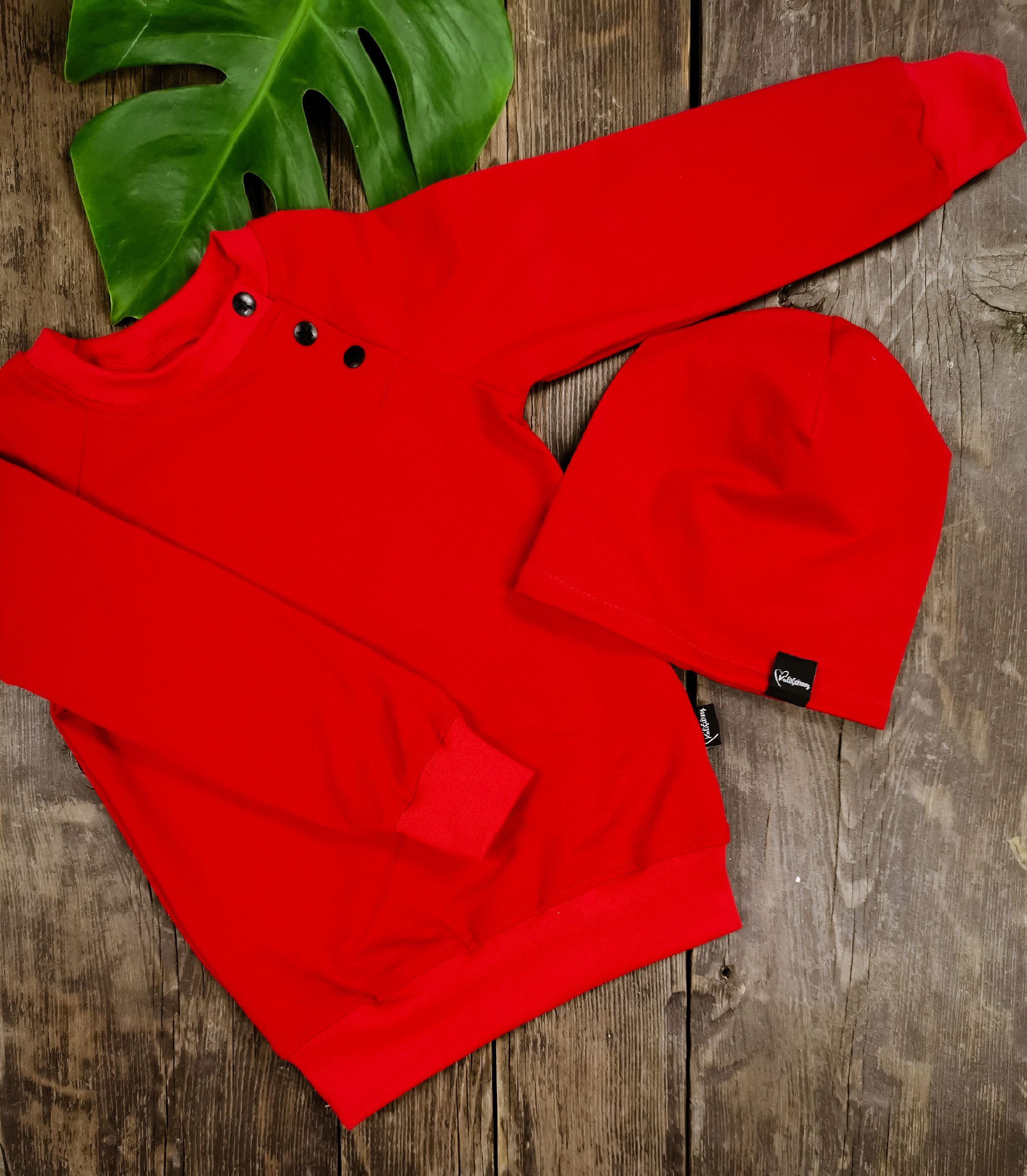 Kulišárny (handmade) Mikina basic ,,RED,, VELIKOST: 56 - obrázek 2