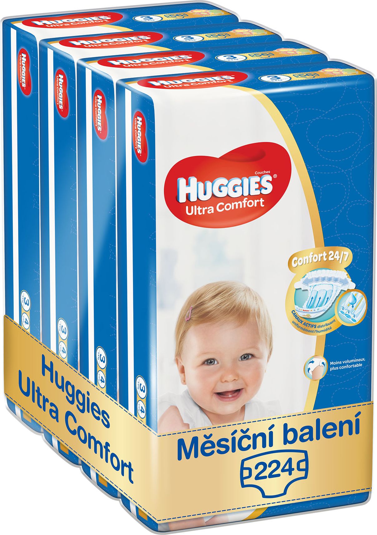 HUGGIES® Ultra Comfort Jumbo 3 (5-8 kg) Měsíční zásoba (224 ks) – jednorázové pleny - obrázek 1